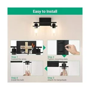 EDISHINE Lámpara de tocador de baño 2 lámparas de baño_7