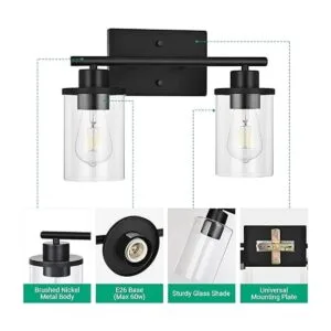 EDISHINE Lámpara de tocador de baño 2 lámparas de baño_4