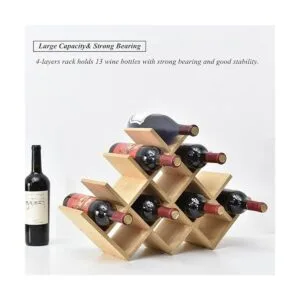 Kirigen Estante de madera para vino de 13 botellas_3