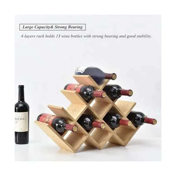 Kirigen Estante de madera para vino de 13 botellas_3
