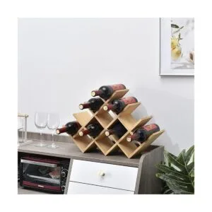 Kirigen Estante de madera para vino de 13 botellas_5