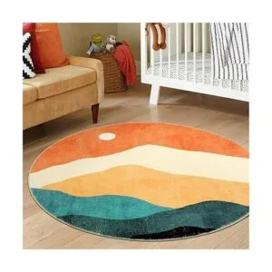 Sungea Alfombra redonda abstracta para dormitorio 4 pies_7