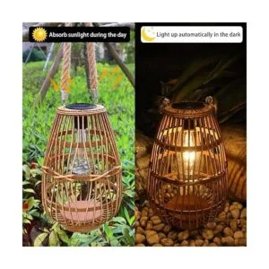 Farol solar para exteriores linterna solar de ratán_2