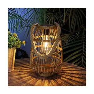 Farol solar para exteriores linterna solar de ratán_1