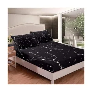 Juego de sábanas de galaxia tamaño matrimonial para niños_2