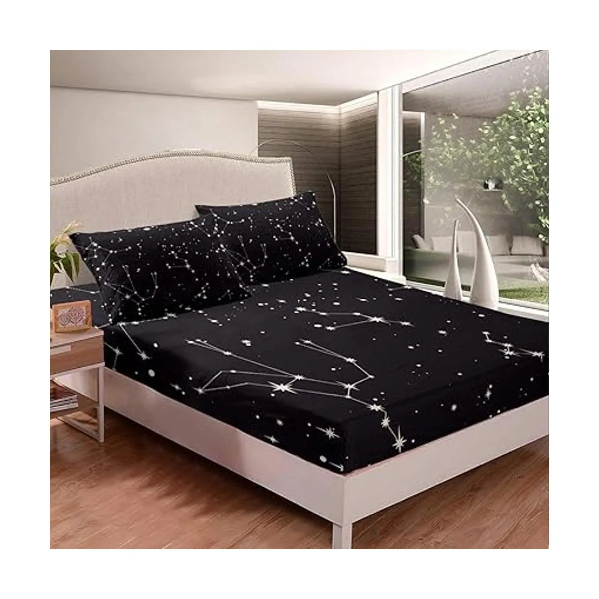 Juego de sábanas de galaxia tamaño matrimonial para niños_2