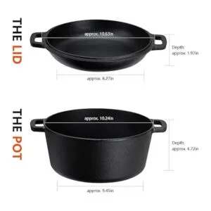 Overmont Olla de hierro fundido tipo horno holandés de 5_4