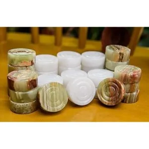 RADICALn Juegos de mesa grandes de ónix blanco y verde_2