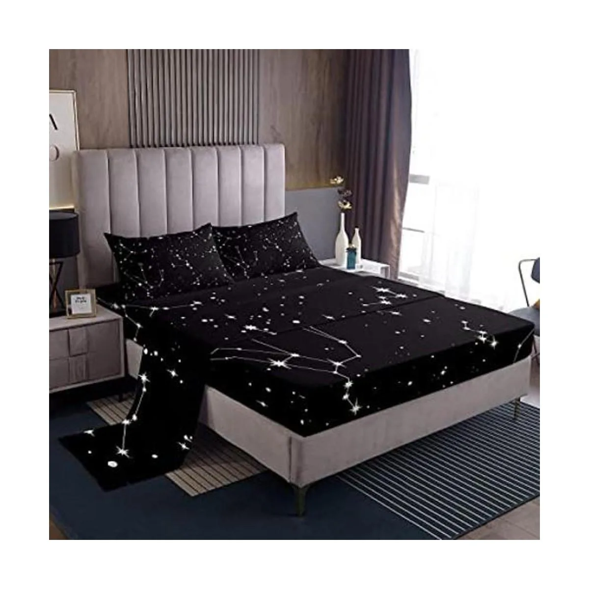 Juego de sábanas de galaxia tamaño matrimonial para niños_1