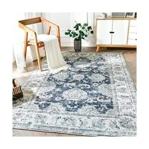 JINCHAN Alfombra persa de 3 x 5 pies color azul oscuro_1