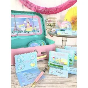 Bright Stripes Animal Tourists Tin Tea Set 15 Piece in_2