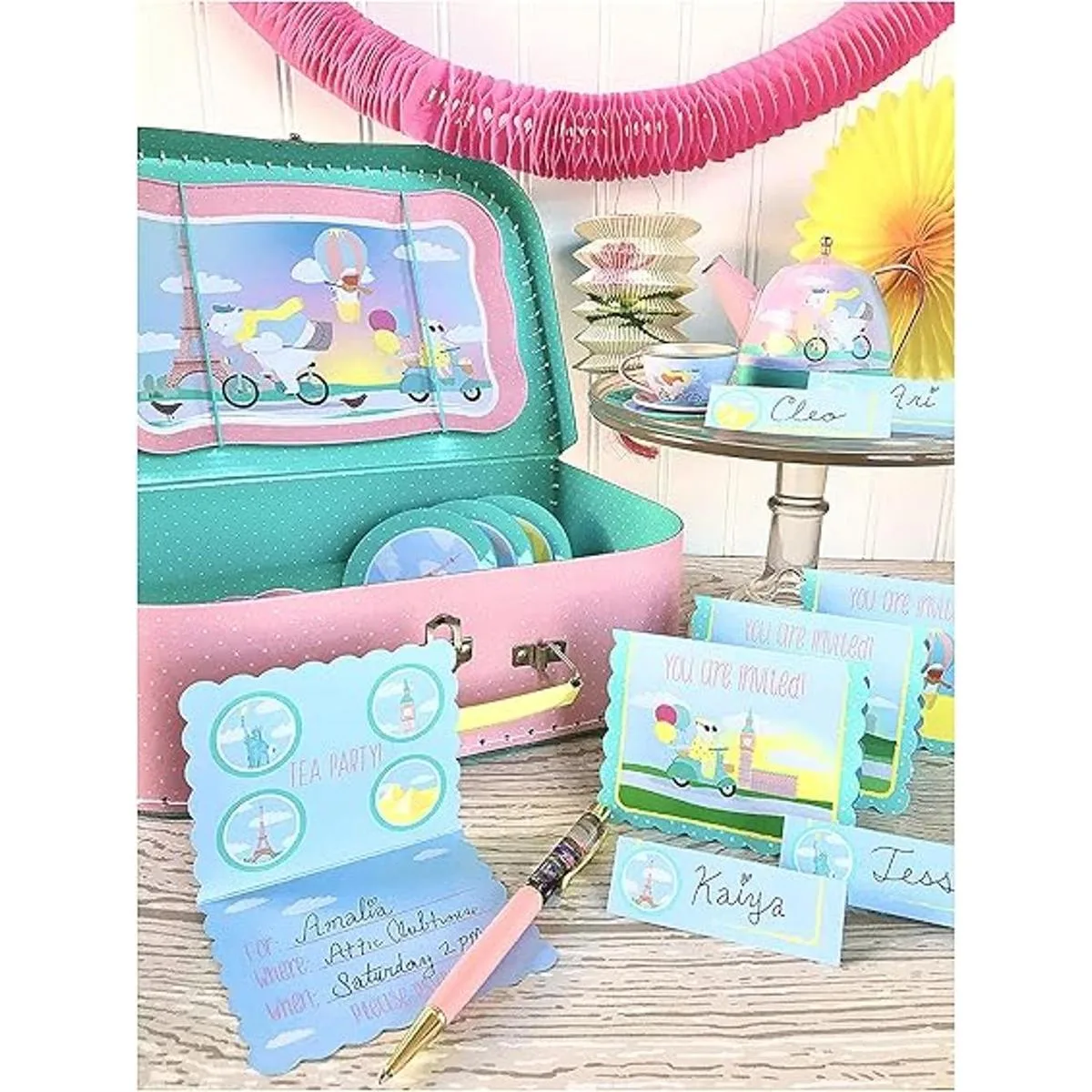 Bright Stripes Animal Tourists Tin Tea Set 15 Piece in_2