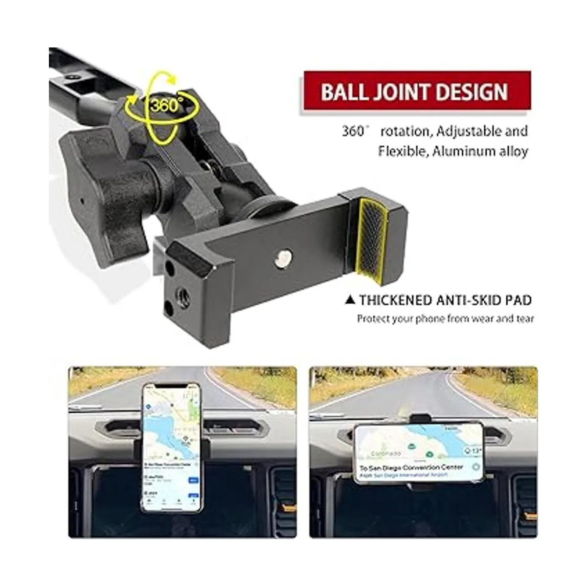 Bronco Phone Mount 2 Stage Ball Socket Design AllMetal_6