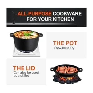 Overmont Olla de hierro fundido tipo horno holandés de 5_6