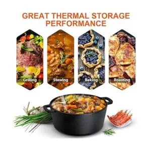 Overmont Olla de hierro fundido tipo horno holandés de 5_2