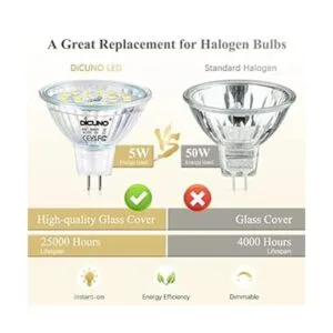 DiCUNO MR16 Bombillas LED regulables de luz diurna blanca_4