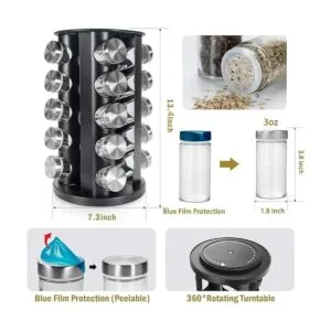 Estante giratorio de especias para encimera negra_2