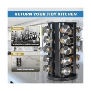 Estante giratorio de especias para encimera negra_3