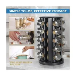 Estante giratorio de especias para encimera negra_5