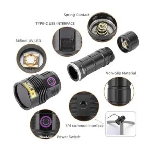 Alonefire SV47 Linterna UV de 12 W 365 nm recargable_3