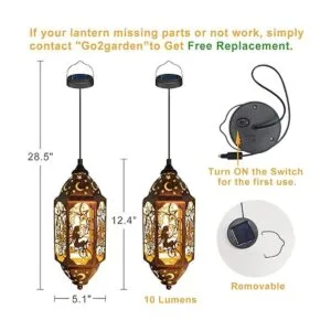 Go2garden Faroles solares colgantes impermeables para_6