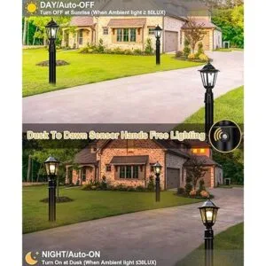 FUDESY Luz de poste con sensor del atardecer al amanecer_3