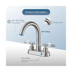 Cinwiny Grifo de lavabo SUS304 de 4 pulgadas de níquel_4