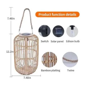 Livinlarge Farol solar de ratán al aire libre luces_2