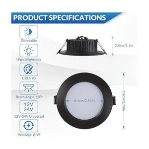 AWOGT RV Boat Recessed Ceiling Light4 Pack1224Volt LED_3