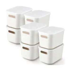 8 cubos de almacenamiento de plástico con tapas caja de_1