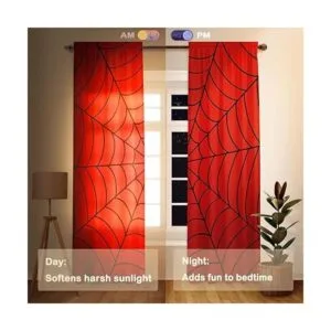 Allenjoy Cortinas rojas de tela de araña de superhéroe_3