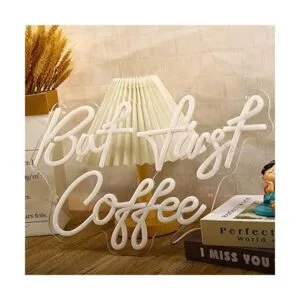 SYLHOME But First Coffee Letreros de luz LED de neón de_5