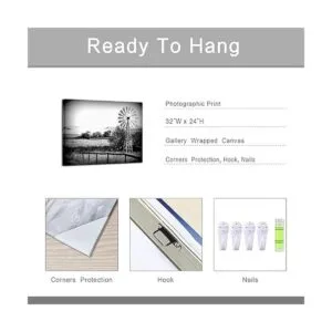 Canvbay Cuadros rústicos de molino de viento decoración de_5