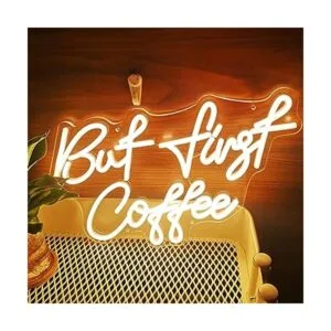 SYLHOME But First Coffee Letreros de luz LED de neón de_3