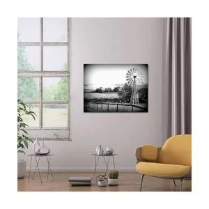 Canvbay Cuadros rústicos de molino de viento decoración de_3