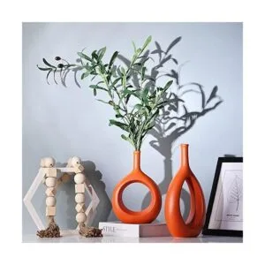 2 jarrón de cerámica jarrón de flores hueco para_5