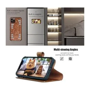 Rmawrad Funda tipo cartera para iPhone 13 Pro Max de cuero_3