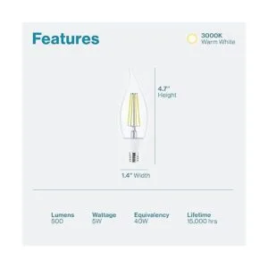 Sunco Lighting Paquete de 10 bombillas de candelabro del_2