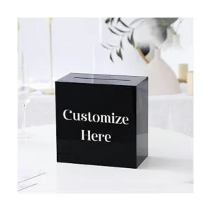 UNIQOOO Caja de tarjetas de boda de acrílico negro con_2