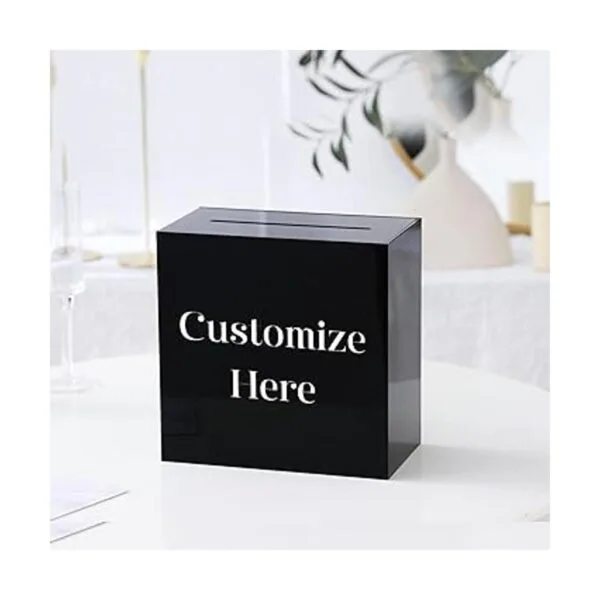 UNIQOOO Caja de tarjetas de boda de acrílico negro con_2