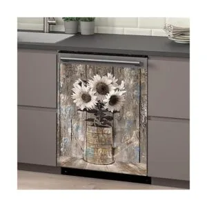 Cubierta magnética de madera vintage para lavavajillas_4