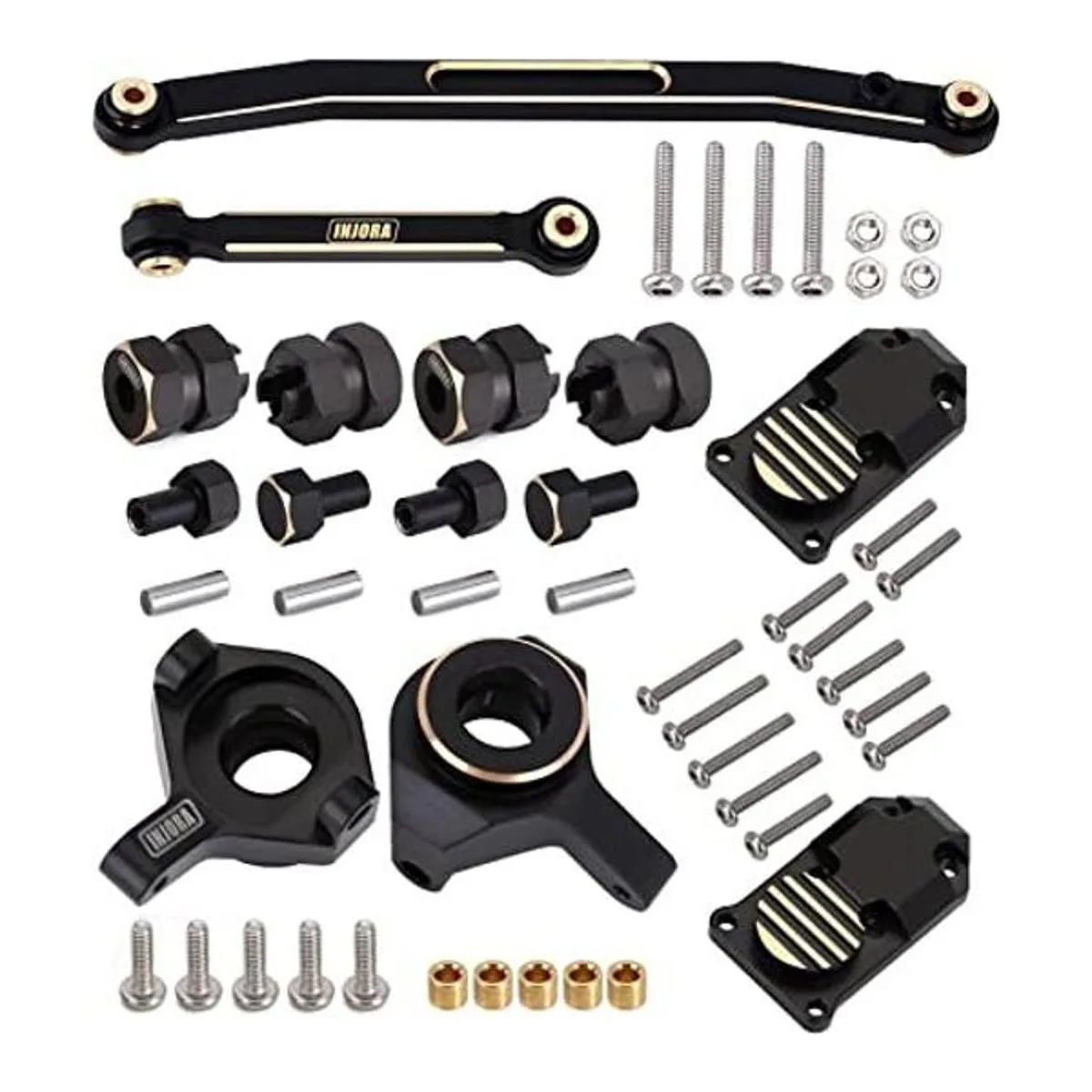 INJORA RC Juego de nudillos de dirección de latón negro_1