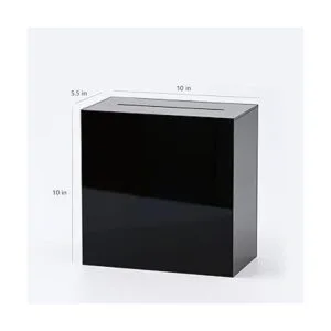 UNIQOOO Caja de tarjetas de boda de acrílico negro con_3
