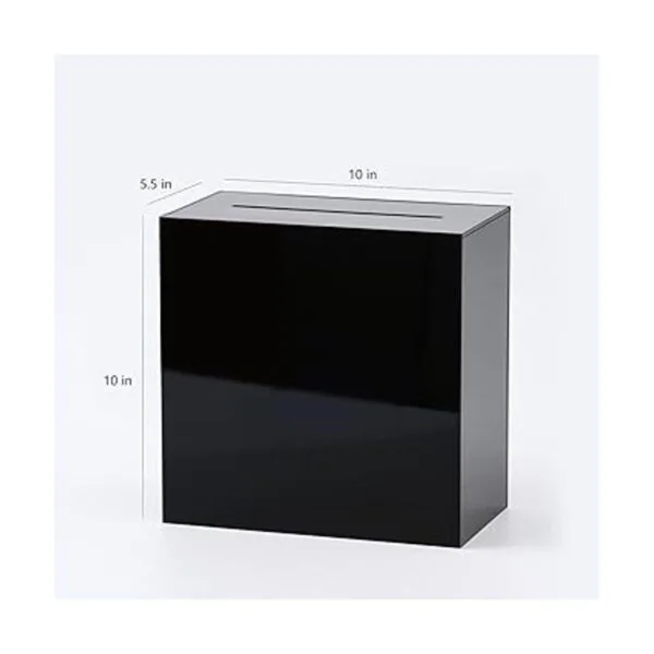 UNIQOOO Caja de tarjetas de boda de acrílico negro con_3
