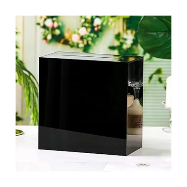 UNIQOOO Caja de tarjetas de boda de acrílico negro con_5