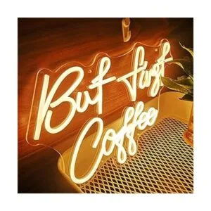 SYLHOME But First Coffee Letreros de luz LED de neón de_7