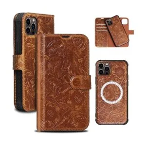 Rmawrad Funda tipo cartera para iPhone 13 Pro Max de cuero_1