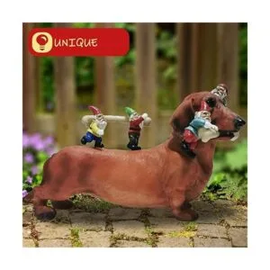 Sunthus Estatuas de gnomos de jardín salchicha_3