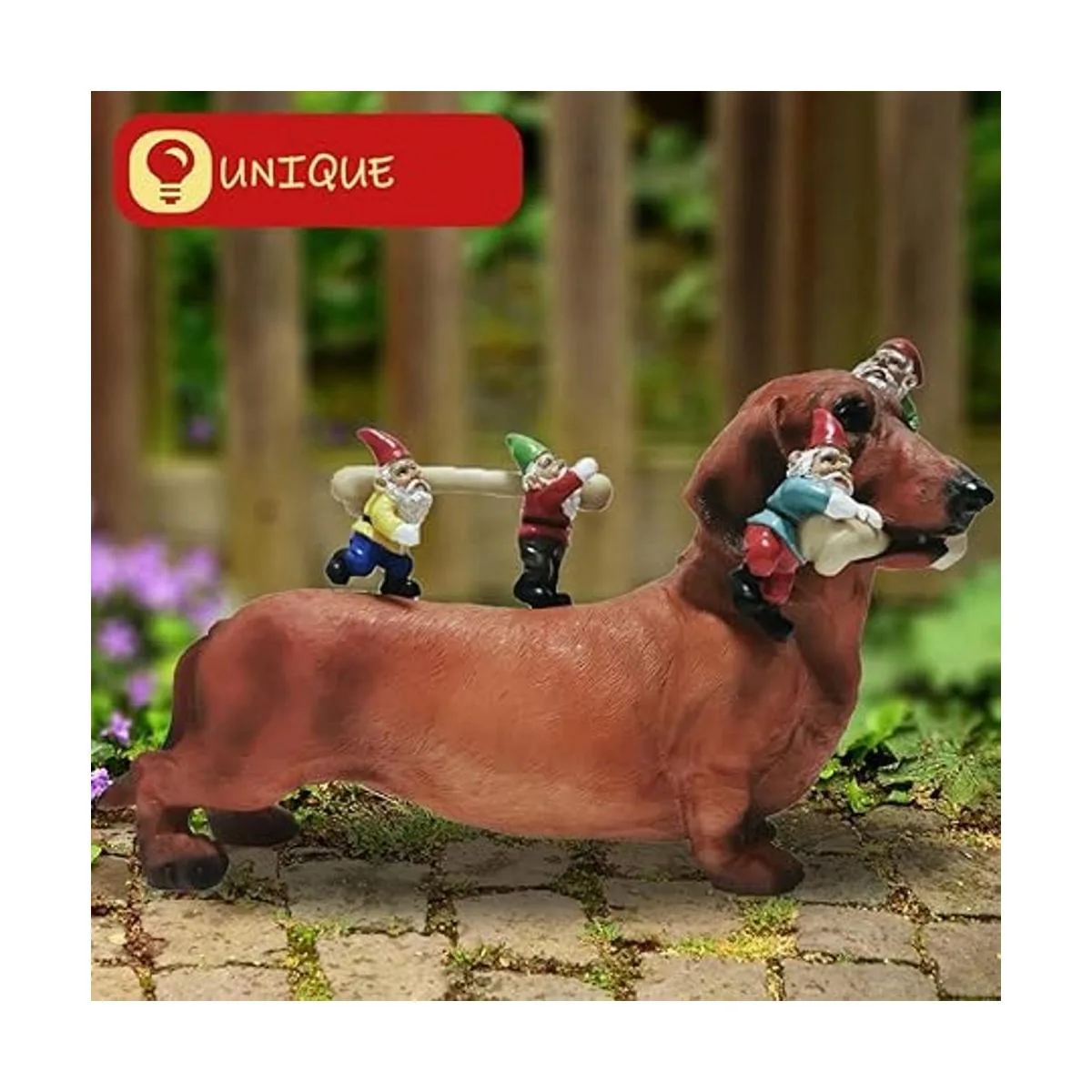 Sunthus Estatuas de gnomos de jardín salchicha_3