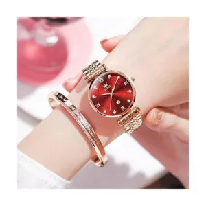 Rose Gold Watches for Women Stainless Steel Band Quartz_2